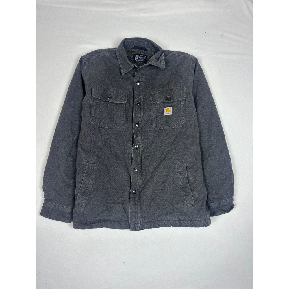Carhartt Mens Relaxed Fit Sherpa Lined Shirt Jacket Charcoal Gray Medium